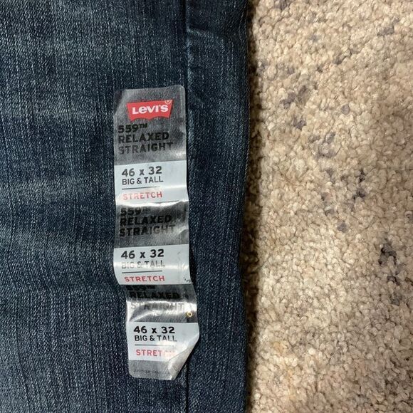 New. 46 x 32 Levi’s 559 Big & Tall relaxed straight stretch jeans.  Normally $89 - Picture 11 of 14
